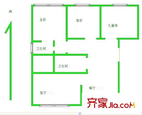 建龍水韻名城 3室 戶型圖