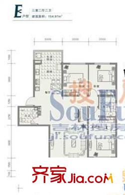 建龍水韻名城戶型圖水韻名城E戶型 3室2廳2衛(wèi)1廚