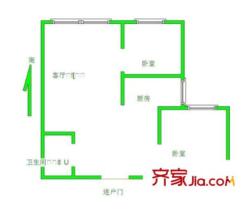建龍水韻名城 2室 戶型圖