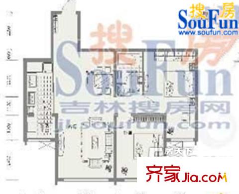 建龍水韻名城戶型圖水韻名城F戶型 2室2廳1衛(wèi)1廚