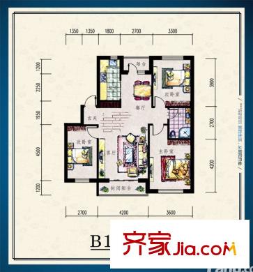 朝陽新苑B1戶型圖 3室2廳1衛(wèi)1廚