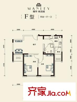 神華萬利城高層12號樓標準層F戶型 2室1廳1衛(wèi)1廚