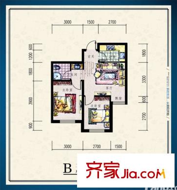 朝陽(yáng)新苑B戶型圖 2室1廳1衛(wèi)1廚