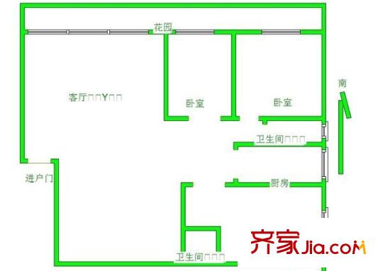 隆鑫花園 3室 戶型圖