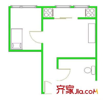 吉碳小區(qū)戶型圖吉炭小區(qū)一室戶型圖 1室1廳1衛(wèi)1廚