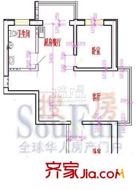 大唐佳園戶型圖5號樓一單元左門 2室1廳1衛(wèi)1廚