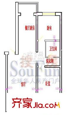 大唐佳園戶型圖5號樓二單元左門 2室1廳1衛(wèi)1廚