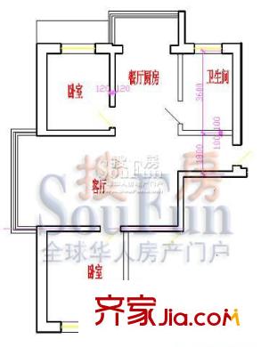 大唐佳園戶型圖5號樓三單元右門 2室1廳1衛(wèi)1廚