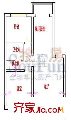 大唐佳園戶型圖5號樓二單元右門 2室1廳1衛(wèi)1廚