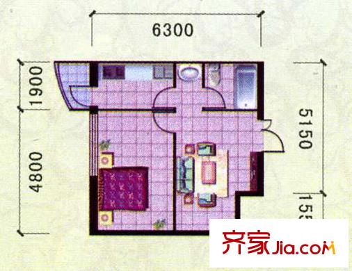鑫隆帝豪戶型圖戶型圖 1室1廳1衛(wèi)