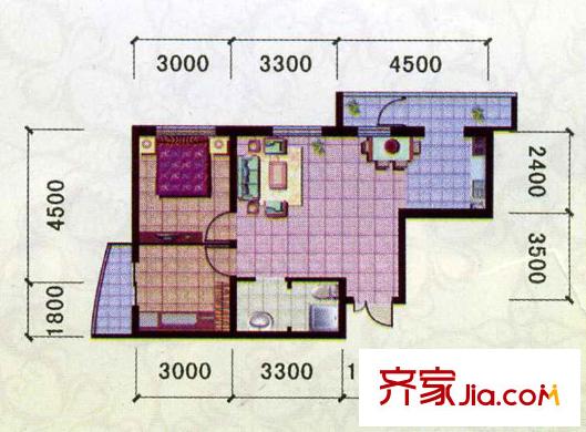 鑫隆帝豪戶型圖戶型圖 2室1廳1衛(wèi)