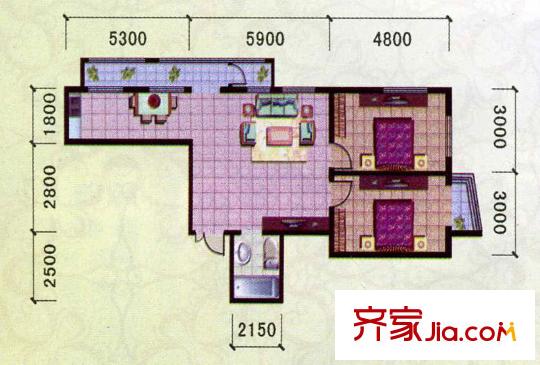 鑫隆帝豪戶型圖戶型圖 2室2廳1衛(wèi)