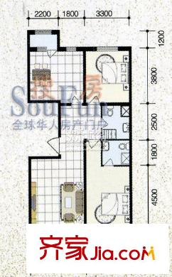 中凱西苑戶型圖B戶型(高層) 2室2廳2衛(wèi)1廚