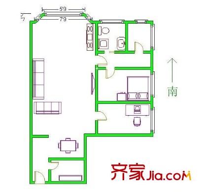 五星國際名家 2室 戶型圖