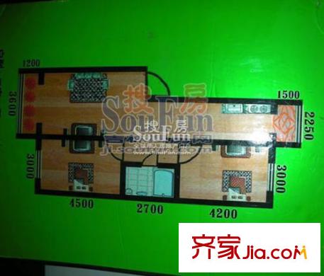 松江苑戶型圖戶型圖 2室2廳1衛(wèi)1廚