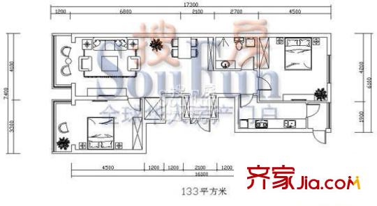 五星國際城戶型圖 2室2廳1衛(wèi)1廚