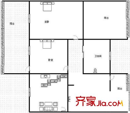 萬星親親家園兩室戶型圖