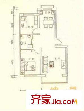 隆鑫四合田園兩室戶型圖