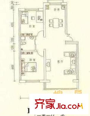 隆鑫四合田園兩室戶型圖