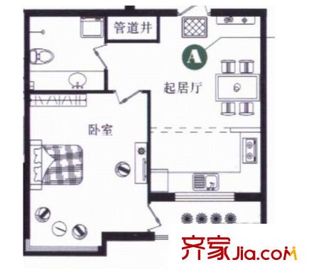 嘉業(yè)瀚林苑戶型圖瀚林苑一室戶型圖 1室1廳1衛(wèi)1廚