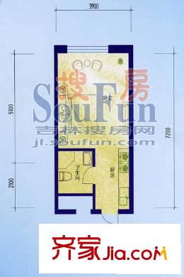 鑫興自由度戶型圖戶型圖 1室1廳1衛(wèi)1廚