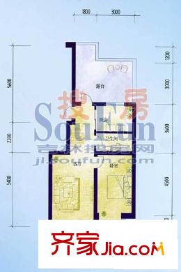 鑫興自由度戶型圖戶型圖 1室1廳1衛(wèi)1廚