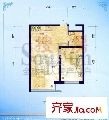 鑫興自由度戶型圖戶型圖 1室1廳1衛(wèi)1廚
