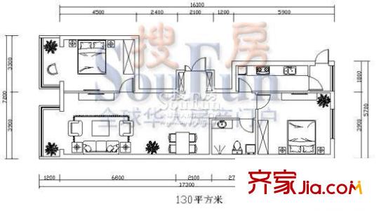 五星國際城戶型圖 2室2廳1衛(wèi)1廚