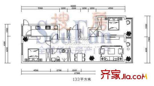 五星國際城戶型圖 2室2廳1衛(wèi)1廚