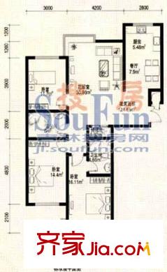 萬星親親家園戶型圖3室2廳2衛(wèi)1廚