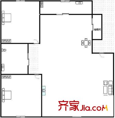 榮邦新城兩室戶型圖