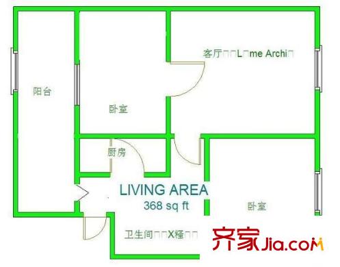 伊利花園 2室 戶型圖