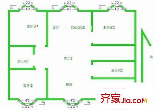 伊利花園 3室 戶型圖