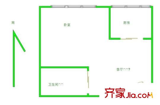 陽光水岸 1室 戶型圖