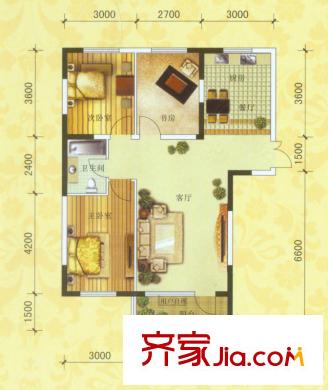 紫光紳苑二期17號樓C1戶型圖 3室2廳1衛(wèi)