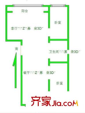 陽光水岸 2室 戶型圖
