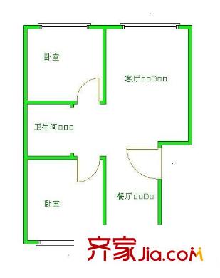 陽光水岸 2室 戶型圖
