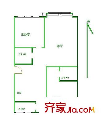 朝陽花園 2室 戶型圖