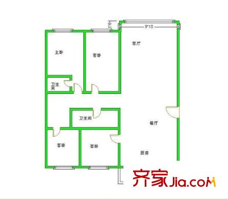 朝陽花園 4室 戶型圖