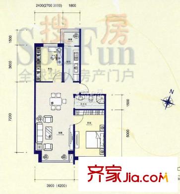 筑石居易戶型圖戶型g 2室2廳1衛(wèi)1廚