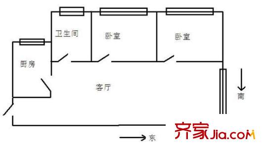 厚德廣廈 2室 戶(hù)型圖