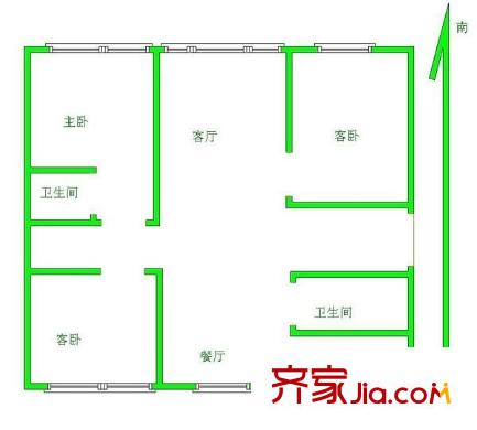 朝陽花園 3室 戶型圖