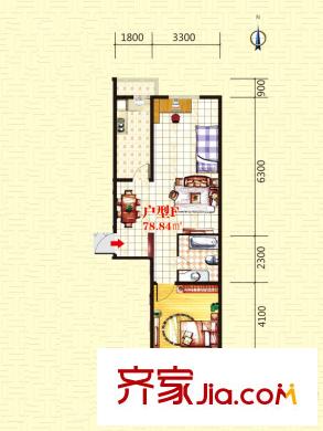 南岸名苑高層 2號(hào)樓 標(biāo)準(zhǔn)層 F戶型 2室2廳1衛(wèi)1廚