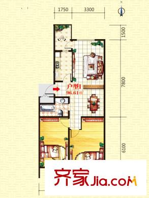 南岸名苑高層 3、4號樓 標準層 I戶型 2室2廳1衛(wèi)1廚