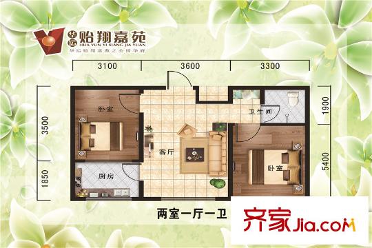 華運(yùn)貽翔苑多層5#標(biāo)準(zhǔn)層C戶型 2室1廳1衛(wèi)