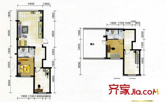 卓越上乘B1躍層114平方米戶型圖 4室2廳1衛(wèi)
