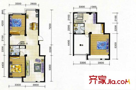 卓越上乘B1躍層戶型154平方米 3室2廳2衛(wèi)