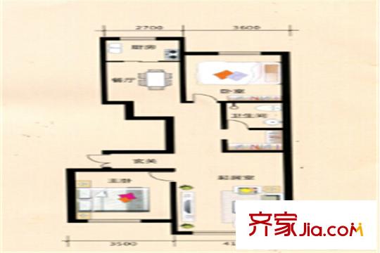 嘉業(yè)名鑄6號樓標(biāo)準(zhǔn)層 2室2廳1衛(wèi)1廚