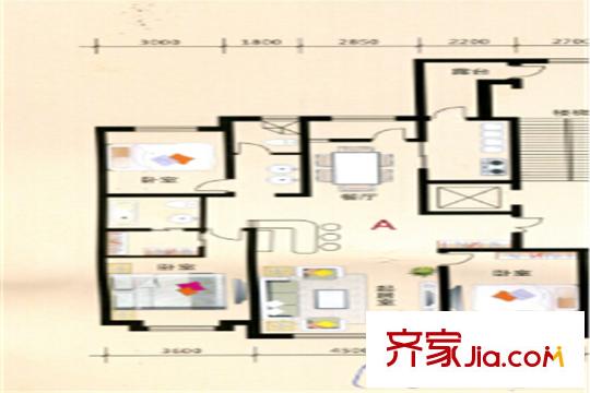 嘉業(yè)名鑄1-3號(hào)樓A戶型標(biāo)準(zhǔn)層 3室2廳2衛(wèi)1廚