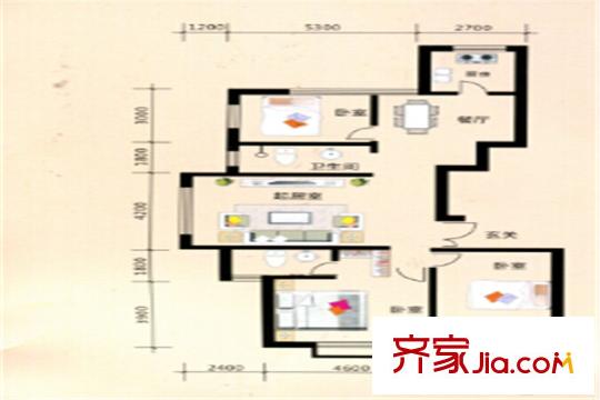 嘉業(yè)名鑄6號(hào)樓標(biāo)準(zhǔn)層 3室2廳2衛(wèi)1廚